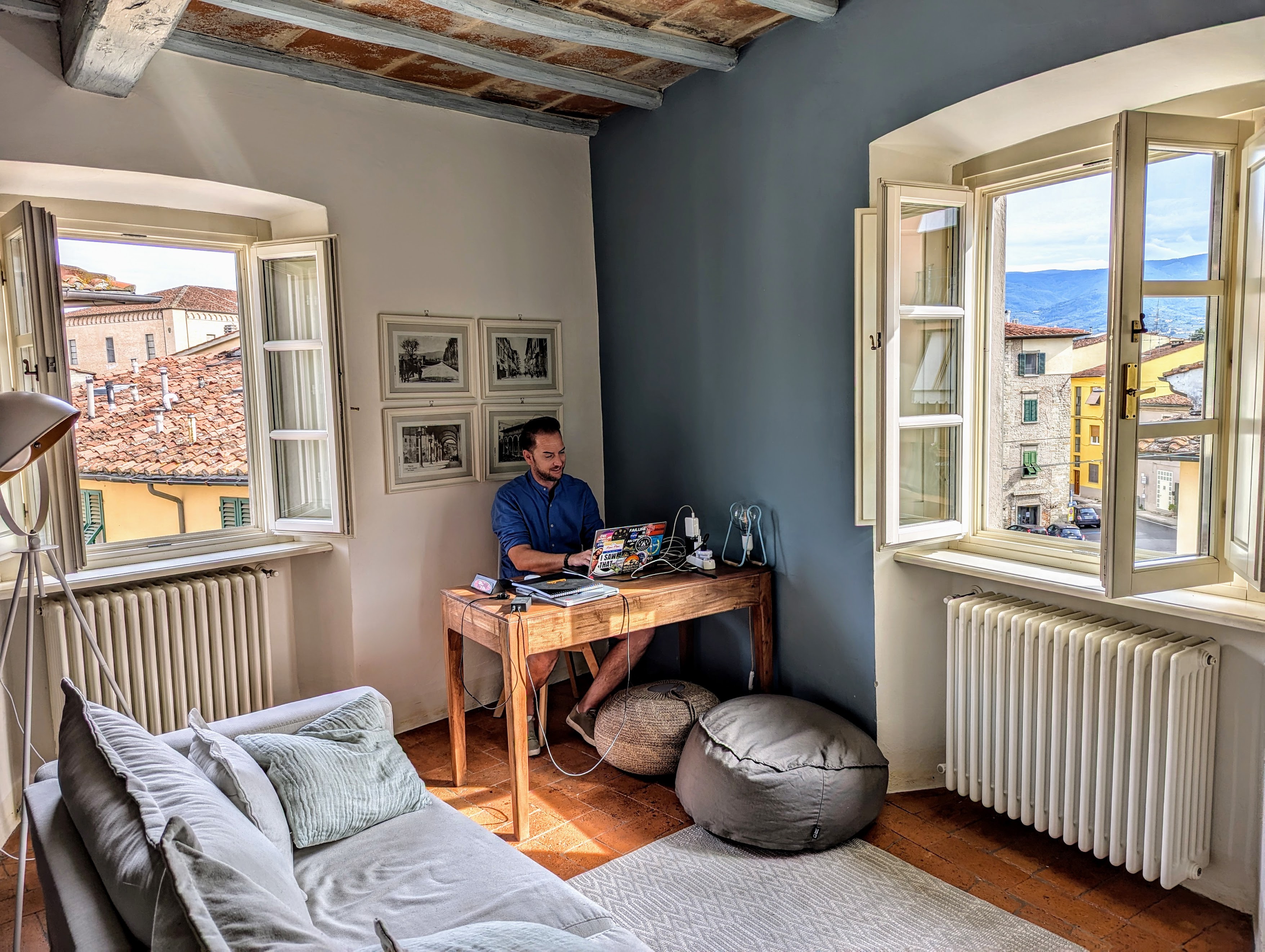 Sebastian Broways working remotely in Italy